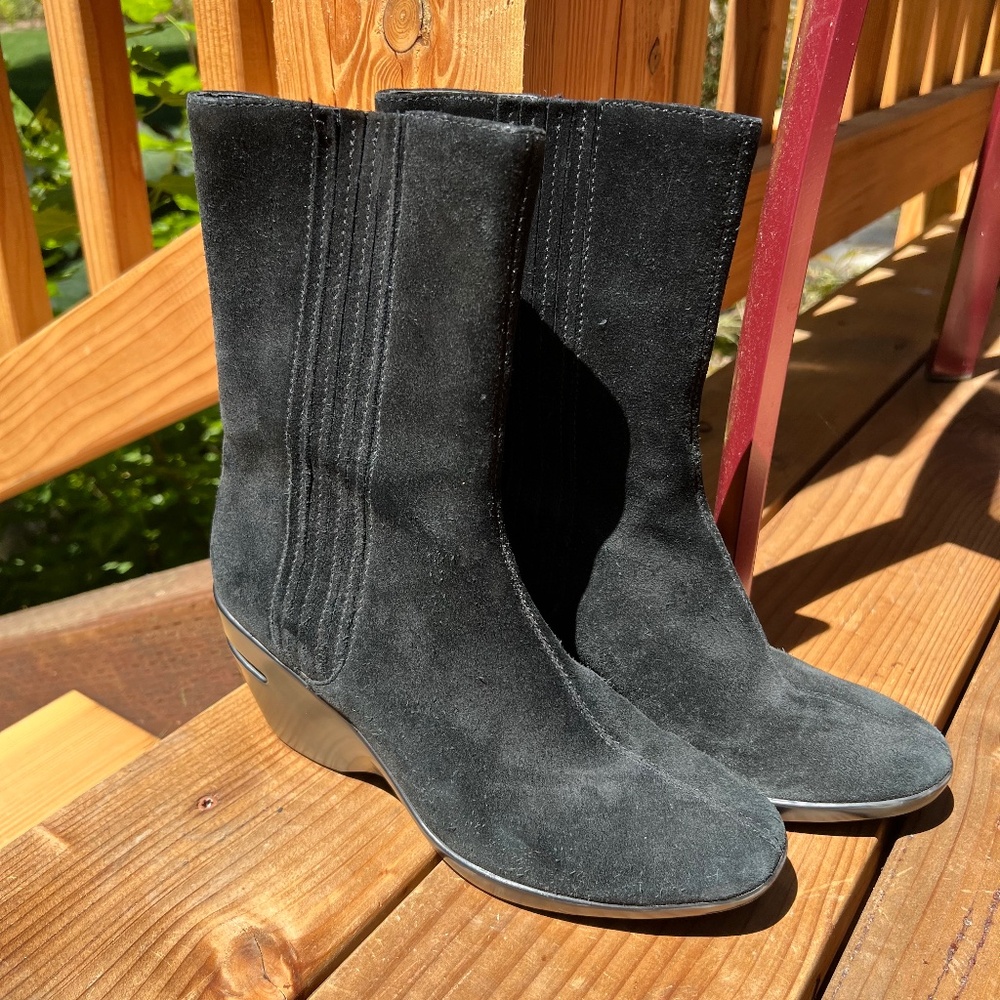 Cole Haan suede mid-calf with Nike Air boots.